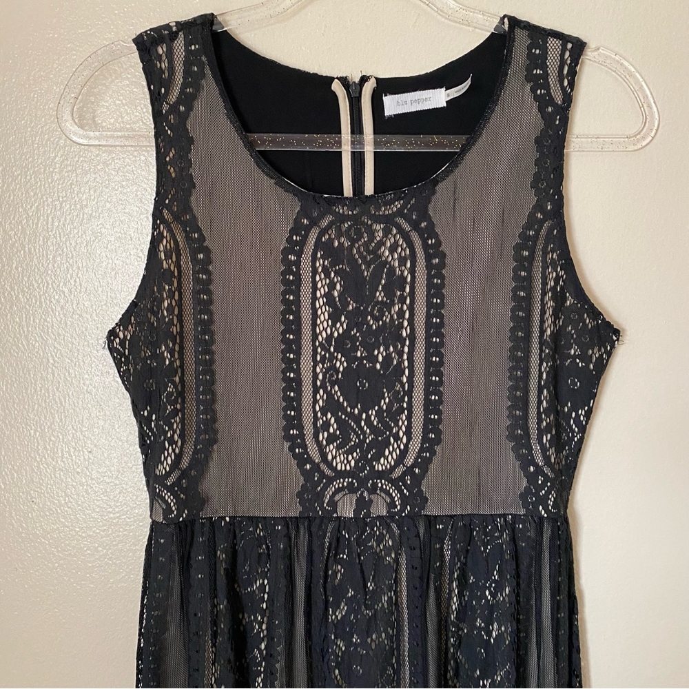 Blu Pepper Angela Sleeveless Black Lace Mini Dress - Picture 5 of 8